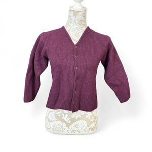 Red Cardigan Made in Italy Extra Fine Merino Wool Cozy Cottage Core Soft Gurl